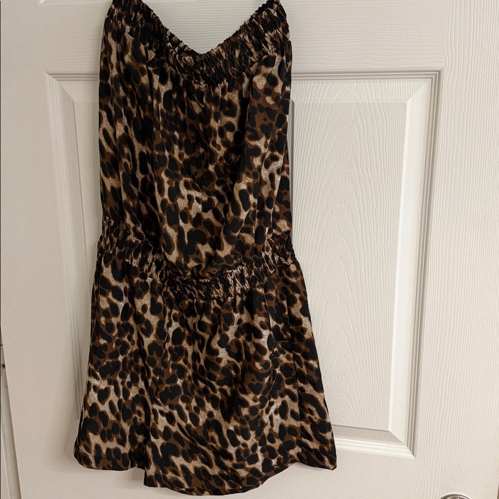 Speed Control Leopard Print Strapless Romper - Br… - image 4